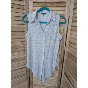 Adrianna Papell Women's Sleeveless Button Up Stretch V-Neck Top Size Small